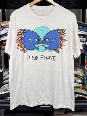 Vintage Psych Rock Graphic Tee - Retro Moon Faces White T-shirt